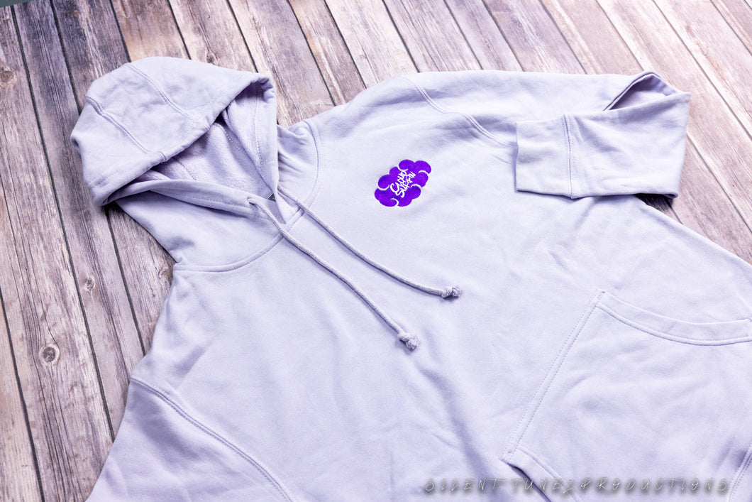 Cloud surfin hoodie (grey & purple)